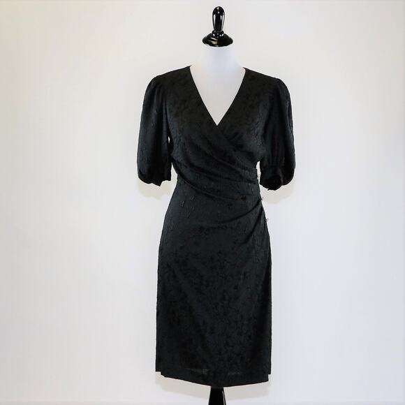 Vintage 1980s Black Cocktail Dress with Rhinestone Side-Cuff Buttons Small - Picture 9 of 10